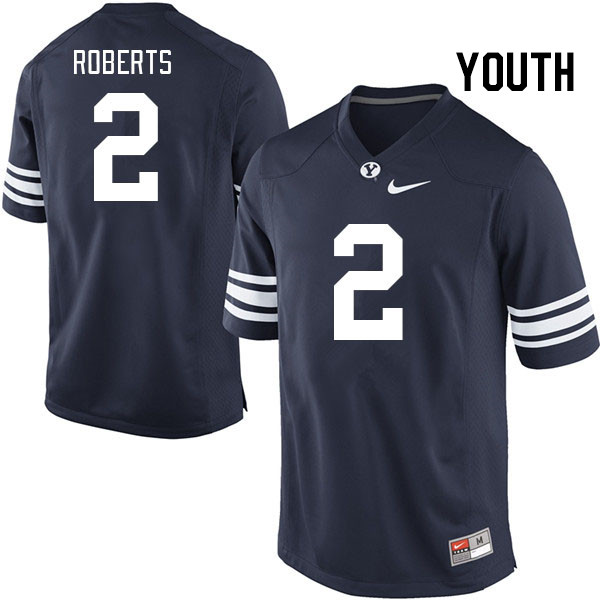Youth #2 Chase Roberts BYU Cougars College Football Jerseys Stitched-Navy